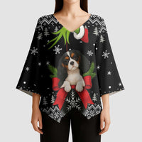 Cavalier King Charles Spaniel Xmas Ball Christmas Kimono Sleeve Blouse Xmas Holiday Patterns - Wonder Print Shop