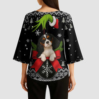 Cavalier King Charles Spaniel Xmas Ball Christmas Kimono Sleeve Blouse Xmas Holiday Patterns - Wonder Print Shop