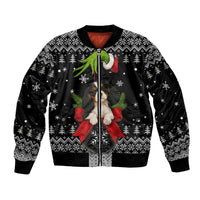 Cavalier King Charles Spaniel Xmas Ball Christmas Sleeve Zip Bomber Jacket Xmas Holiday Patterns - Wonder Print Shop