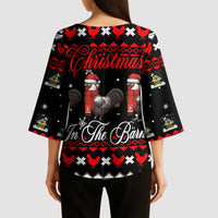 Chicken Farm Christmas Kimono Sleeve Blouse Xmas Holiday Patterns - Wonder Print Shop