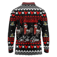 Chicken Farm Christmas Long Sleeve Polo Shirt Xmas Holiday Patterns - Wonder Print Shop