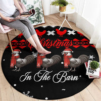 Chicken Farm Christmas Round Carpet Xmas Holiday Patterns - Wonder Print Shop