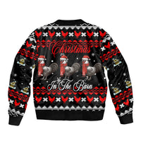 Chicken Farm Christmas Sleeve Zip Bomber Jacket Xmas Holiday Patterns - Wonder Print Shop