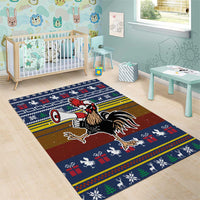 Chicken It Twice Christmas Area Rug Xmas Holiday Patterns - Wonder Print Shop