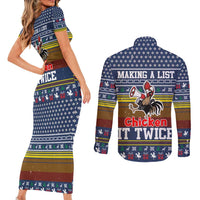 Chicken It Twice Christmas Couples Matching Short Sleeve Bodycon Dress and Long Sleeve Button Shirt Xmas Holiday Patterns - Wonder Print Shop