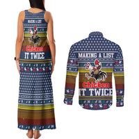Chicken It Twice Christmas Couples Matching Tank Maxi Dress and Long Sleeve Button Shirt Xmas Holiday Patterns - Wonder Print Shop