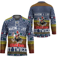 Chicken It Twice Christmas Hockey Jersey Xmas Holiday Patterns - Wonder Print Shop