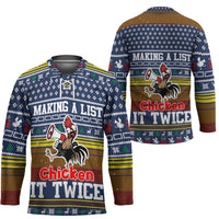 Chicken It Twice Christmas Hockey Jersey Xmas Holiday Patterns - Wonder Print Shop