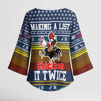 Chicken It Twice Christmas Kimono Sleeve Blouse Xmas Holiday Patterns - Wonder Print Shop