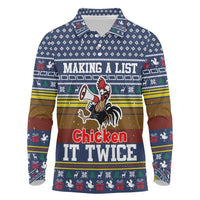 Chicken It Twice Christmas Long Sleeve Polo Shirt Xmas Holiday Patterns - Wonder Print Shop