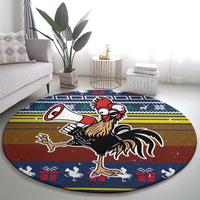 Chicken It Twice Christmas Round Carpet Xmas Holiday Patterns - Wonder Print Shop