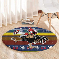 Chicken It Twice Christmas Round Carpet Xmas Holiday Patterns - Wonder Print Shop