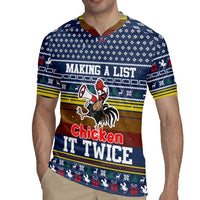 Chicken It Twice Christmas Rugby Jersey Xmas Holiday Patterns - Wonder Print Shop