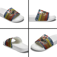 Chicken It Twice Christmas Slide Sandals Xmas Holiday Patterns - Wonder Print Shop
