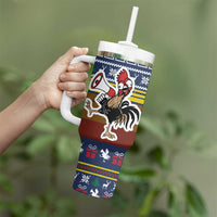 Chicken It Twice Christmas Tumbler With Handle Xmas Holiday Patterns - Wonder Print Shop