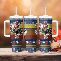Chicken It Twice Christmas Tumbler With Handle Xmas Holiday Patterns - Wonder Print Shop