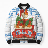 Chicken Life Christmas Bomber Puffer Jacket Xmas Holiday Patterns - Wonder Print Shop