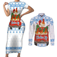 Chicken Life Christmas Couples Matching Short Sleeve Bodycon Dress and Long Sleeve Button Shirt Xmas Holiday Patterns - Wonder Print Shop