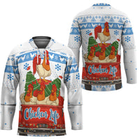 Chicken Life Christmas Hockey Jersey Xmas Holiday Patterns - Wonder Print Shop