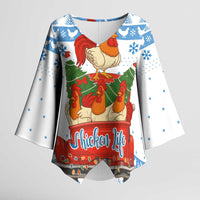 Chicken Life Christmas Kimono Sleeve Blouse Xmas Holiday Patterns - Wonder Print Shop