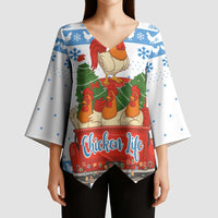 Chicken Life Christmas Kimono Sleeve Blouse Xmas Holiday Patterns - Wonder Print Shop