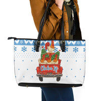 Chicken Life Christmas Leather Tote Bag Xmas Holiday Patterns - Wonder Print Shop