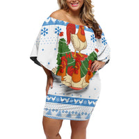 Chicken Life Christmas Off Shoulder Short Dress Xmas Holiday Patterns - Wonder Print Shop
