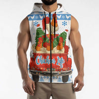 Chicken Life Christmas Sleeveless Zip Hoodie Xmas Holiday Patterns - Wonder Print Shop