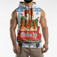 Chicken Life Christmas Sleeveless Zip Hoodie Xmas Holiday Patterns - Wonder Print Shop