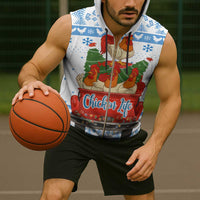 Chicken Life Christmas Sleeveless Zip Hoodie Xmas Holiday Patterns - Wonder Print Shop