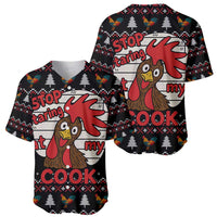Chicken Stop Christmas Baseball Jersey Xmas Holiday Patterns - Wonder Print Shop