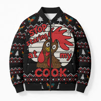 Chicken Stop Christmas Bomber Puffer Jacket Xmas Holiday Patterns - Wonder Print Shop