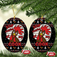 Chicken Stop Christmas Ceramic Ornament Xmas Holiday Patterns - Wonder Print Shop