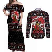 Chicken Stop Christmas Couples Matching Off Shoulder Maxi Dress and Long Sleeve Button Shirt Xmas Holiday Patterns - Wonder Print Shop