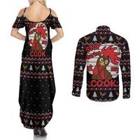 Chicken Stop Christmas Couples Matching Summer Maxi Dress and Long Sleeve Button Shirt Xmas Holiday Patterns - Wonder Print Shop