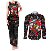 Chicken Stop Christmas Couples Matching Tank Maxi Dress and Long Sleeve Button Shirt Xmas Holiday Patterns - Wonder Print Shop