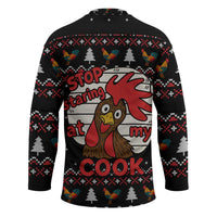 Chicken Stop Christmas Hockey Jersey Xmas Holiday Patterns - Wonder Print Shop