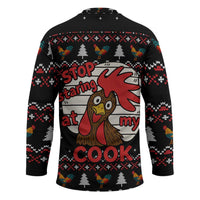Chicken Stop Christmas Hockey Jersey Xmas Holiday Patterns - Wonder Print Shop