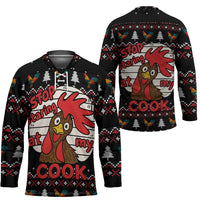 Chicken Stop Christmas Hockey Jersey Xmas Holiday Patterns - Wonder Print Shop