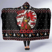 Chicken Stop Christmas Hooded Blanket Xmas Holiday Patterns - Wonder Print Shop