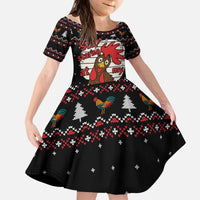 Chicken Stop Christmas Kid Short Sleeve Dress Xmas Holiday Patterns - Wonder Print Shop