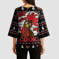 Chicken Stop Christmas Kimono Sleeve Blouse Xmas Holiday Patterns - Wonder Print Shop