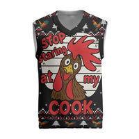 Chicken Stop Christmas Knitted V-Neck Vest Xmas Holiday Patterns - Wonder Print Shop