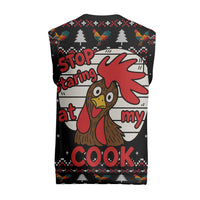 Chicken Stop Christmas Knitted V-Neck Vest Xmas Holiday Patterns - Wonder Print Shop