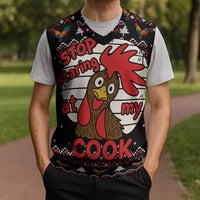 Chicken Stop Christmas Knitted V-Neck Vest Xmas Holiday Patterns - Wonder Print Shop