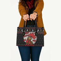 Chicken Stop Christmas Leather Bag Xmas Holiday Patterns - Wonder Print Shop