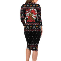 Chicken Stop Christmas Long Sleeve Bodycon Dress Xmas Holiday Patterns - Wonder Print Shop