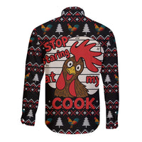 Chicken Stop Christmas Long Sleeve Button Shirt Xmas Holiday Patterns - Wonder Print Shop