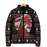 Chicken Stop Christmas Padded Jacket Xmas Holiday Patterns - Wonder Print Shop