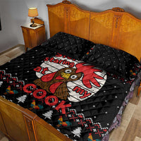 Chicken Stop Christmas Quilt Bed Set Xmas Holiday Patterns - Wonder Print Shop